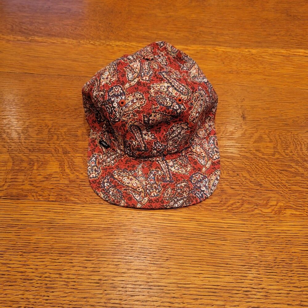 Obey Propaganda Paisley Hat Cap Leather Strapback adjust Skate Hat Red